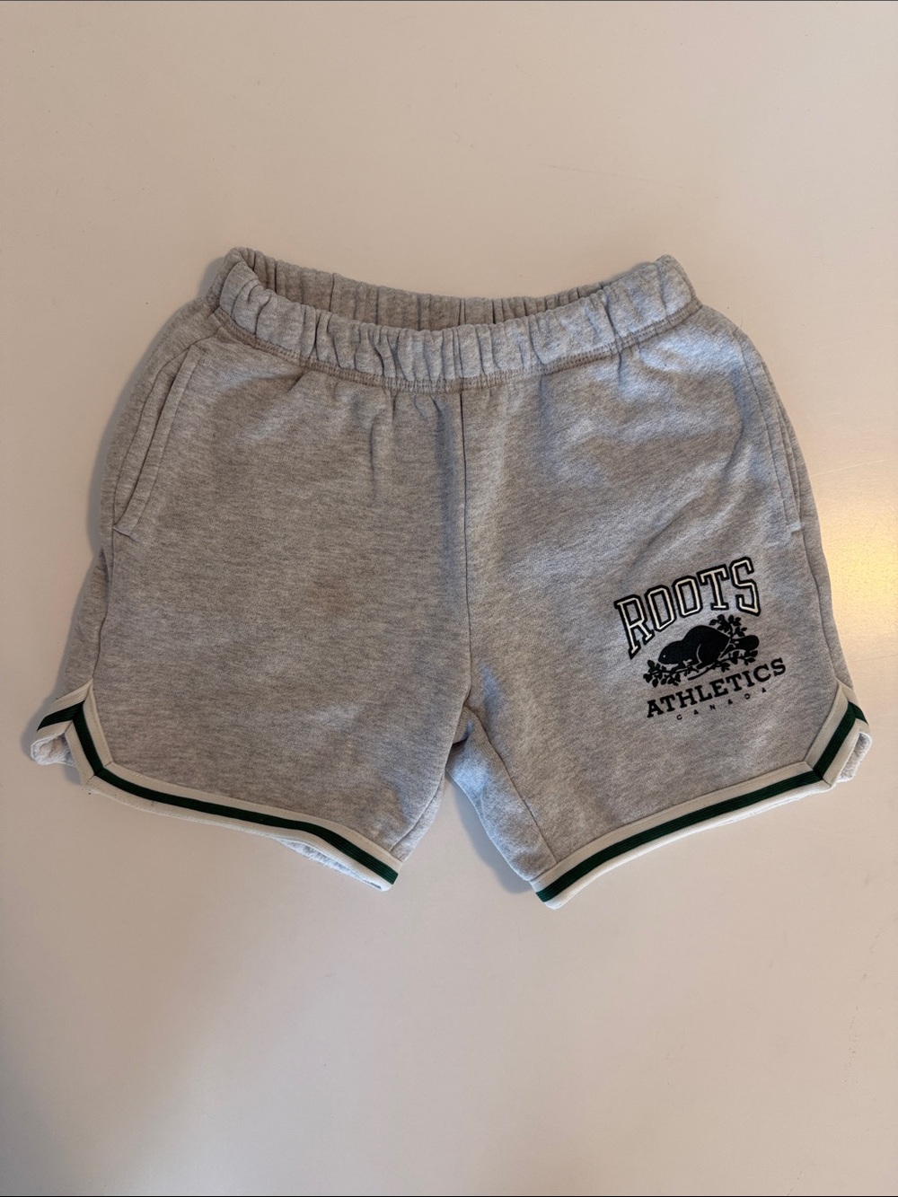 Roots Kids Athletics Toddler Boys Basketball Sweatshorts - 5T Gray w/ Green Trim